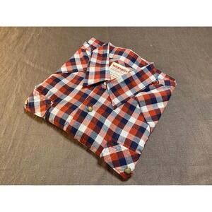 Wrangler Authentics Mens Red Blue Plaid Long Sleeve Button Up Shirt Size Large